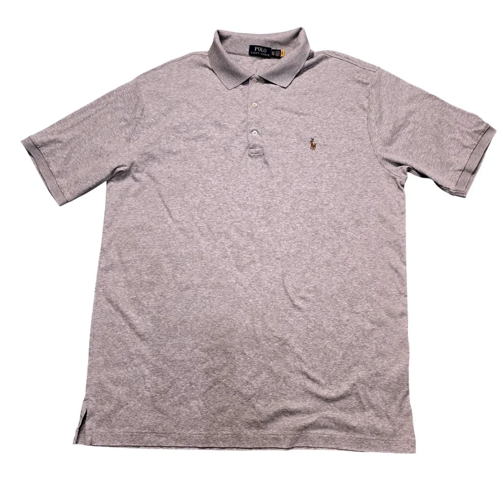 Polo Ralph Lauren Mens XLT Heather Gray Short Sleeve Pony Logo‎ Polo Shirt Tall